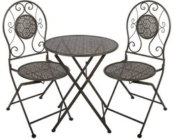 Clayre & Eef Bistroset Bistrotafel Bistrostoel 3-delig Ø 60x71 / 50x40x93 cm Groen Metaal