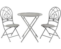 Clayre & Eef Bistroset Bistrotafel Bistrostoel 3-delig Ø 70x76 cm Grijs IJzer