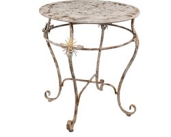 Clayre & Eef Bistrotafel Ø 69x76 cm Wit Bruin Metaal