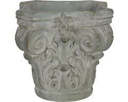 Clayre & Eef Bloempot 17x17x16 cm Grijs Groen Steen