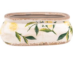 Clayre & Eef Bloempot 18x7x7 cm Geel Keramiek Citroen