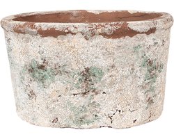 Clayre & Eef Bloempot 21x13x12 cm Beige Groen Terracotta