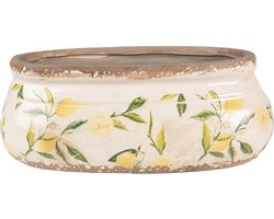 Clayre & Eef Bloempot 23x10x9 cm Geel Keramiek Citroen