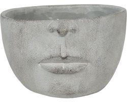 Clayre & Eef Bloempot 24x23x15 cm Grijs Steen Gezicht