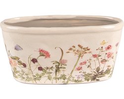Clayre & Eef Bloempot 27x13x14 cm Roze Beige Keramiek Bloemen