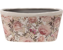 Clayre & Eef Bloempot 27x13x14 cm Roze Keramiek Bloemen