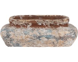 Clayre & Eef Bloempot 27x15x9 cm Beige Blauw Terracotta