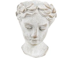 Clayre & Eef Bloempot Hoofd 11x17 cm Grijs Steen