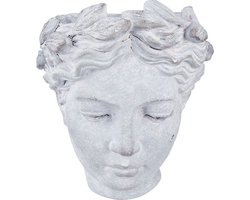 Clayre & Eef Bloempot Hoofd 17x21 cm Grijs Steen