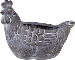 Clayre & Eef Bloempot Kip 29x17x23 cm Grijs Steen