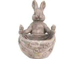 Clayre & Eef Bloempot Konijn 20x24x31 cm Grijs Beige Steen