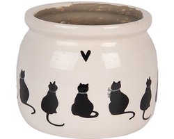 Clayre & Eef Bloempot Ø 12x10 cm Beige Keramiek Katten