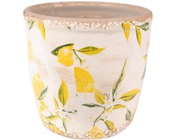Clayre & Eef Bloempot Ø 13x12 cm Geel Keramiek Citroen