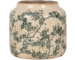 Clayre & Eef Bloempot Ø 16x15 cm Beige Groen Keramiek