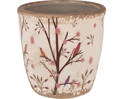 Clayre & Eef Bloempot Ø 16x16 cm Beige Bruin Keramiek Takken Bloempot Binnen