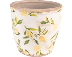 Clayre & Eef Bloempot Ø 17x16 cm Geel Keramiek Citroen