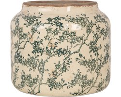 Clayre & Eef Bloempot Ø 18x16 cm Beige Keramiek Bloemen