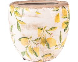Clayre & Eef Bloempot Ø 18x17 cm Geel Keramiek Citroen Bloempot binnen