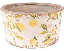 Clayre & Eef Bloempot Ø 19x10 cm Geel Keramiek Citroen