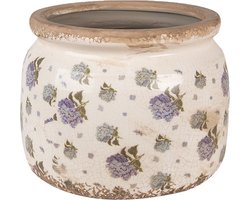 Clayre & Eef Bloempot Ø 20x15 cm Beige Blauw Keramiek Bloemen