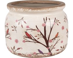Clayre & Eef Bloempot Ø 20x15 cm Beige Bruin Keramiek Takken Bloempot Binnen