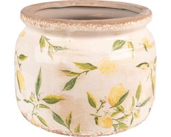 Clayre & Eef Bloempot Ø 20x15 cm Geel Keramiek Citroen Bloempot binnen