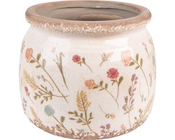 Clayre & Eef Bloempot Ø 20x15 cm Roze Beige Keramiek Bloemen