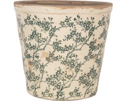 Clayre & Eef Bloempot Ø 21x20 cm Beige Keramiek Bloemen