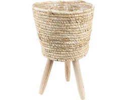 Clayre & Eef Bloempot Ø 22x33 cm Bruin Beige Zeegras