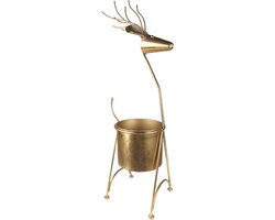 Clayre & Eef Bloempot Ø 22x78 cm Goudkleurig Metaal Rendier Plantenstandaard