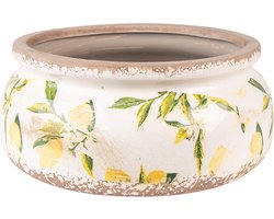 Clayre & Eef Bloempot Ø 23x10 cm Geel Keramiek Citroen