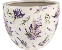 Clayre & Eef Bloempot Ø 25x19 cm Paars Groen Keramiek Lavendel