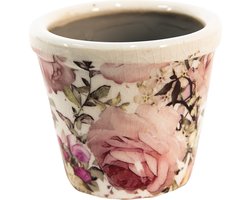 Clayre & Eef Bloempot Ø 8x7 cm Roze Keramiek Bloemen