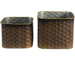 Clayre & Eef Bloempot Set van 2 Koperkleurig IJzer