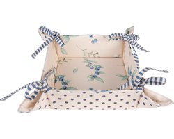 Clayre & Eef Broodmand 35x35x8 cm Beige Blauw Katoen Bosbessen Cadeau keuken