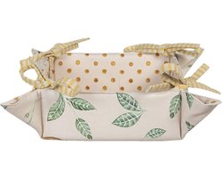 Clayre & Eef Broodmand 35x35x8 cm Beige Geel Katoen Vierkant Citroen Cadeau keuken
