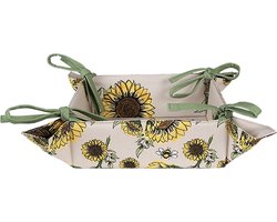 Clayre & Eef Broodmand 35x35x8 cm Beige Geel Katoen Zonnebloemen