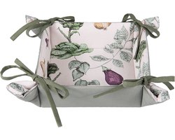 Clayre & Eef Broodmand 35x35x8 cm Beige Groen Katoen Groentes Cadeau keuken Basket Bread basket