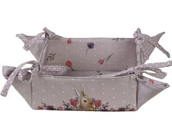 Clayre & Eef Broodmand 35x35x8 cm Beige Roze Katoen Konijn Bloemen Cadeau keuken