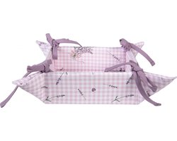 Clayre & Eef Broodmand 35x35x8 cm Paars Wit Katoen Lavendel Cadeau keuken