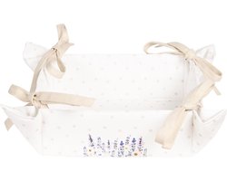 Clayre & Eef Broodmand 35x35x8 cm Paars Wit Katoen Vierkant Lavendel Cadeau keuken