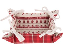 Clayre & Eef Broodmand 35x35x8 cm Rood Beige Katoen Kerst