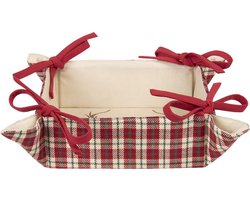 Clayre & Eef Broodmand 35x35x8 cm Rood Beige Katoen Ruit Hert