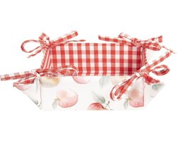 Clayre & Eef Broodmand 35x35x8 cm Rood Wit Katoen Appel Cadeau keuken