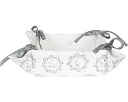 Clayre & Eef Broodmand 35x35x8 cm Wit Grijs Katoen Kat