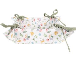 Clayre & Eef Broodmand 35x35x8 cm Wit Groen Katoen Bloemen