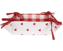 Clayre & Eef Broodmand 35x35x8 cm Wit Rood Katoen Hartjes