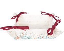 Clayre & Eef Broodmand 35x35x8 cm Wit Rood Katoen Vierkant Hert Cadeau keuken