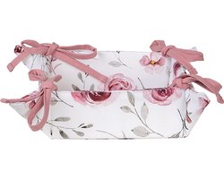 Clayre & Eef Broodmand 35x35x8 cm Wit Roze Katoen Rozen Cadeau keuken