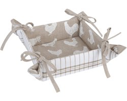Clayre & Eef - Broodmand met Kippen & Hanen motief - 20 x 20 x 8 cm